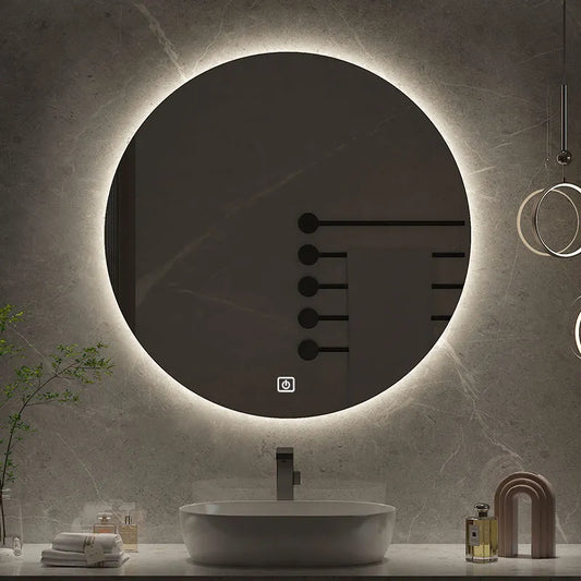 50cm Round Intelligent Human Body Sensing Led Bathroom Mirror With Bluetooth Speaker Hotel Decoration Mirror 3 Color Adjustable